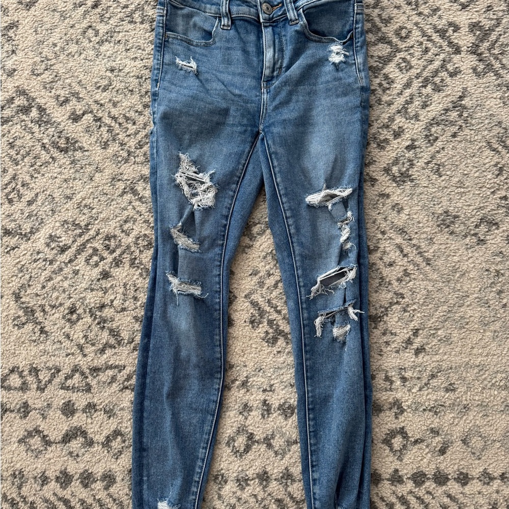 American Eagle Outfitters Ripped Blue Skinny Jeans